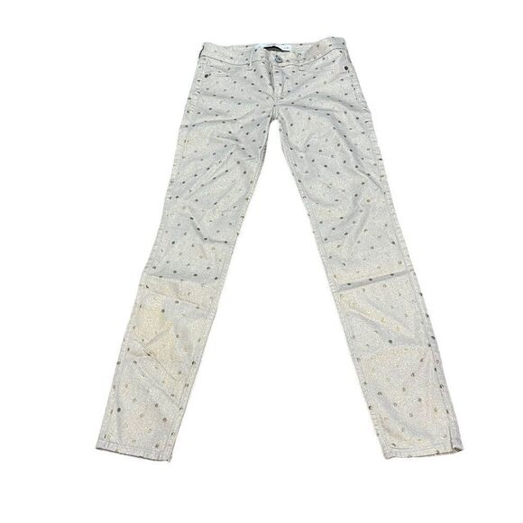 Abercrombie & Fitch Silver Gold Polka Dot Skinny Jeans Size 2R W26 NEW MSRP $88 - Picture 1 of 7